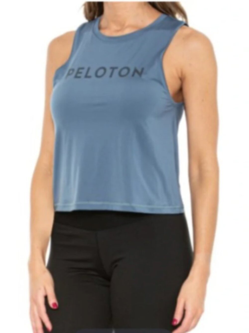 Peloton Women’s Size Small Distance Cropped Muscle Tank Slate Blue Crewneck Boxy